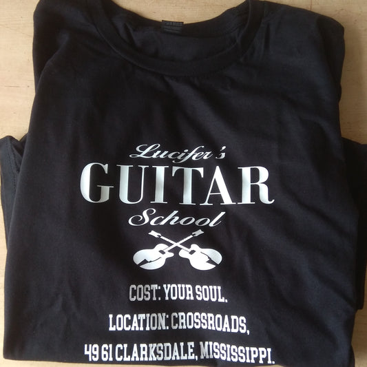 'Lucifer's Guitar School' T-Shirt - Robert Johnson, Crossroads, Devil Blues, S-XXL