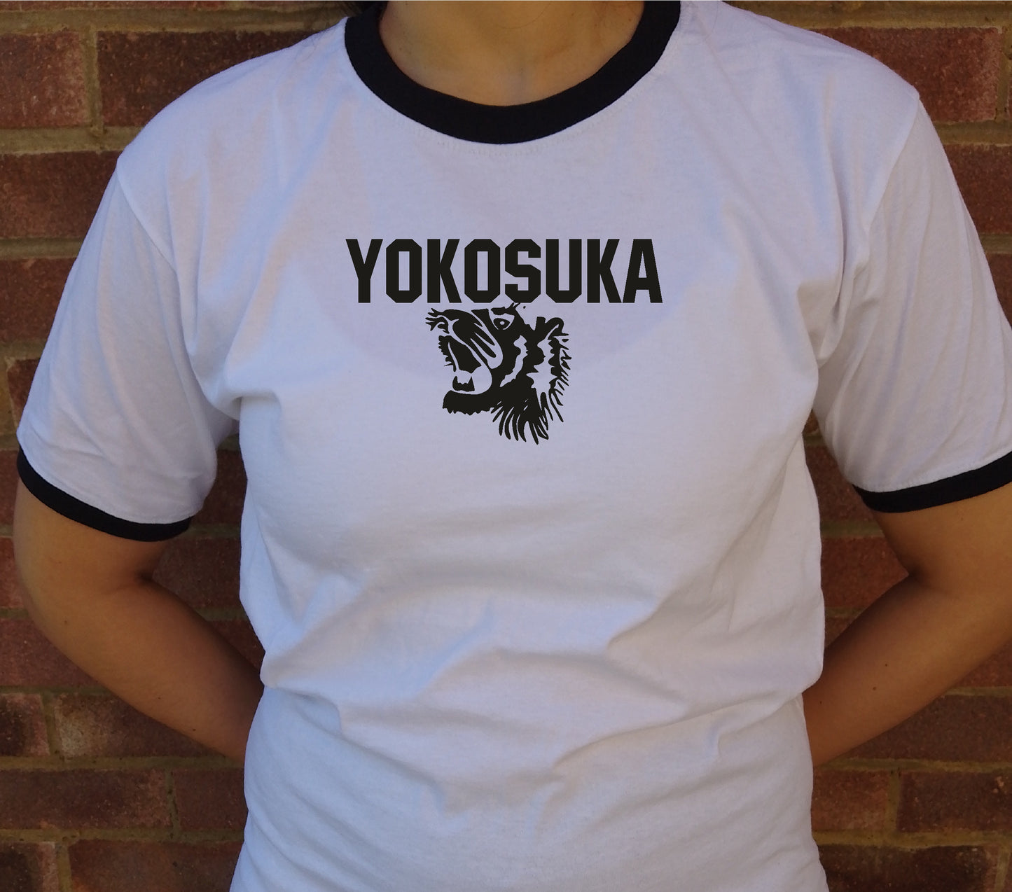 Yokosuka Ringer T-Shirt - Retro Japanese Souvenir Top, Tiger, Various Colours